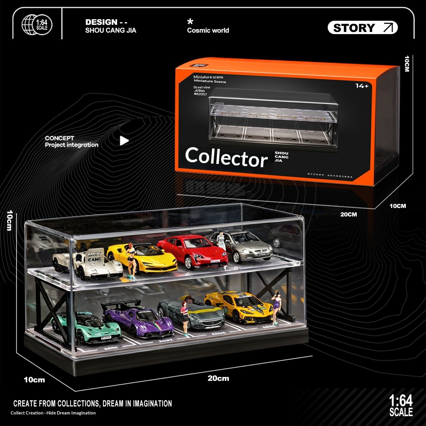 Garage Lighting Decor - Collector 1:64 Scale Two-Story Parking Garage