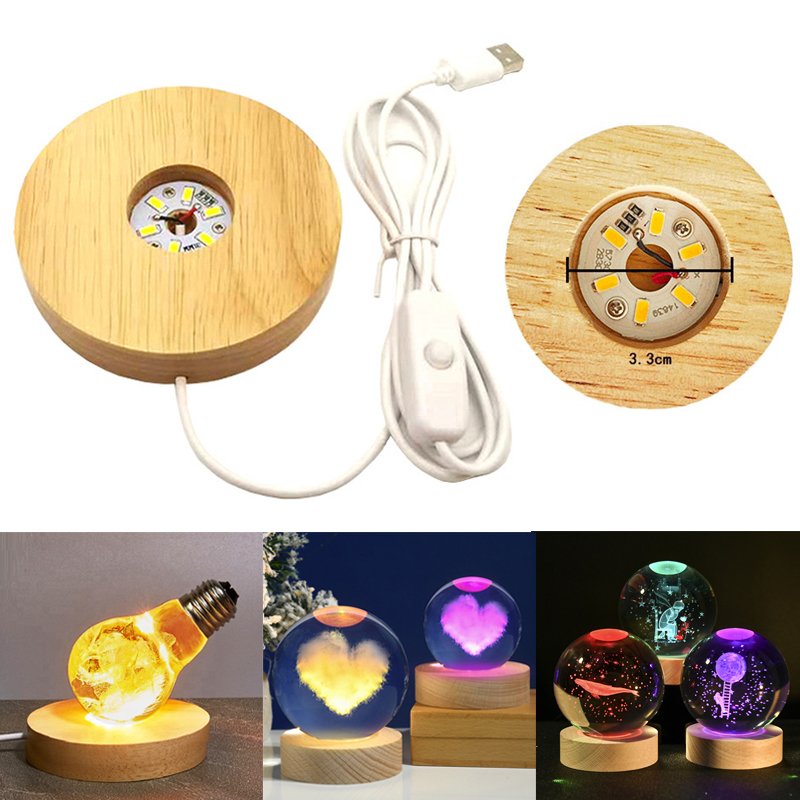 Resin Art Display Round Wood C - Lighting Decoration Stand recension och pris