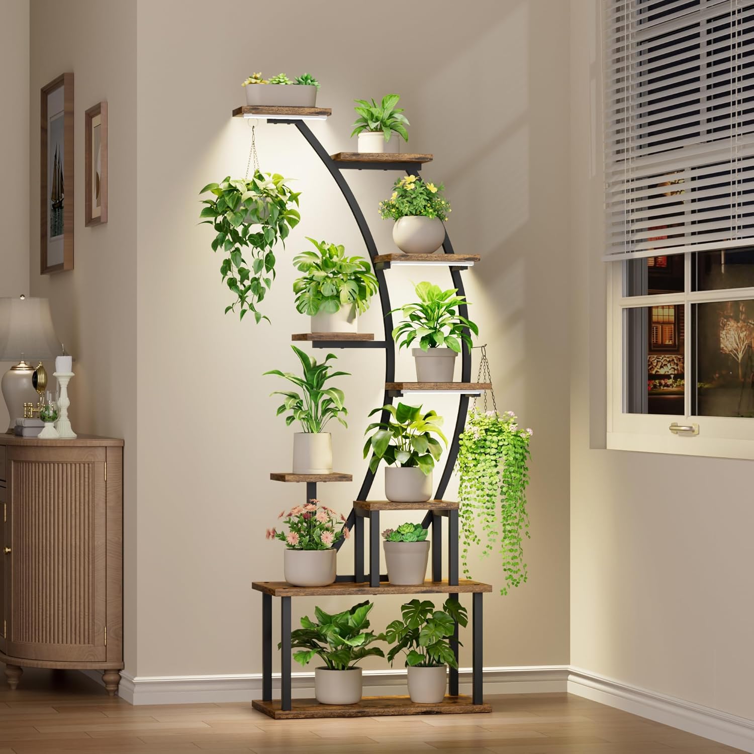 Indoor Plant Stand with Grow L - Lighting Decoration Stand recension och pris