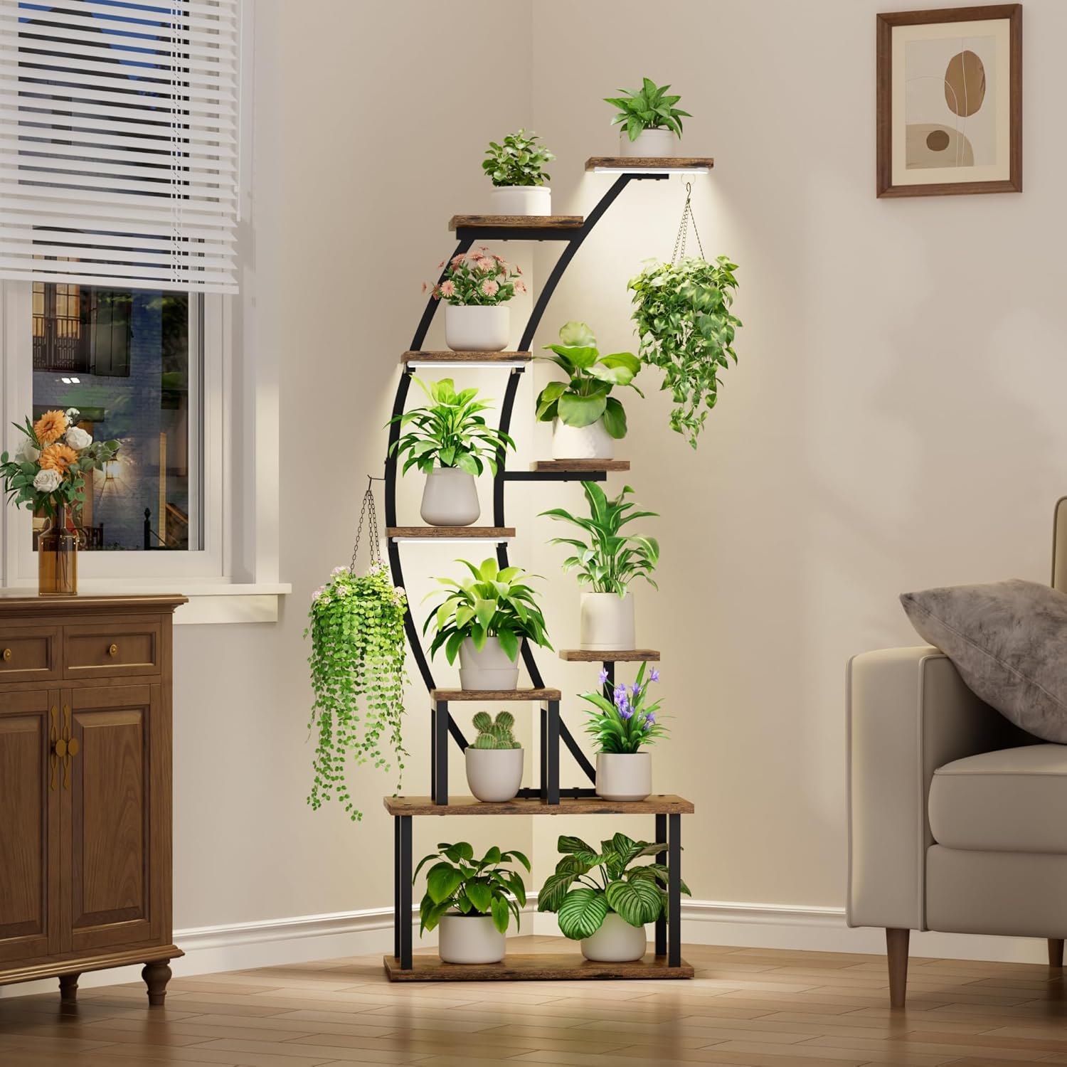 Indoor Plant Stand with Grow L - Lighting Decoration Stand recension och pris