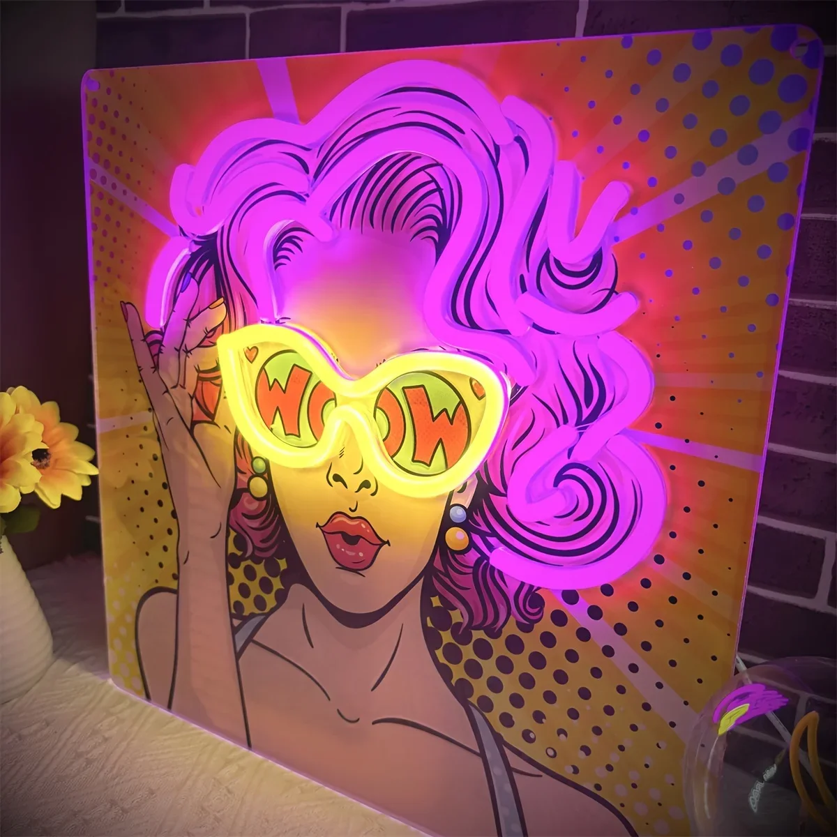 Wow Lady Pop Art LED Neon Sign - Outdoor Lighting Decor Wow recension och pris
