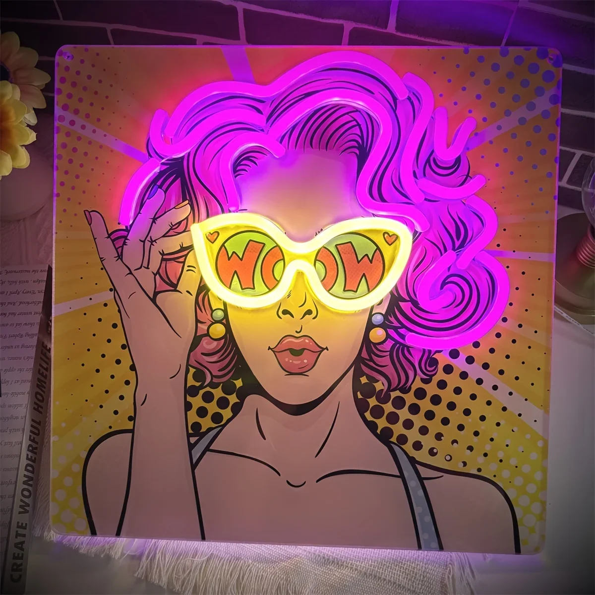 Wow Lady Pop Art LED Neon Sign - Outdoor Lighting Decor Wow recension och pris