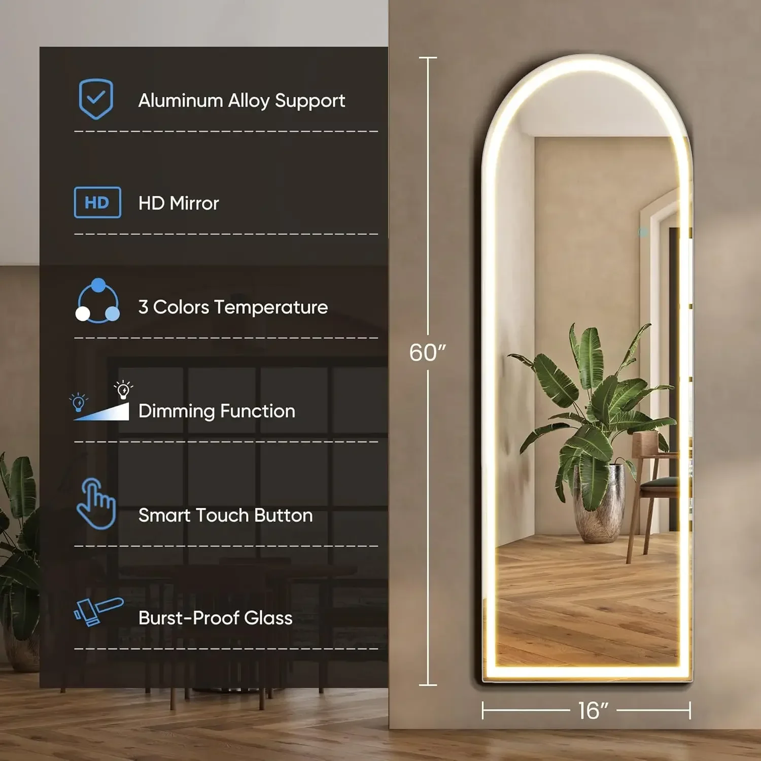 Full Body Wall Mirror with LED - Lighting Decoration Stand recension och pris