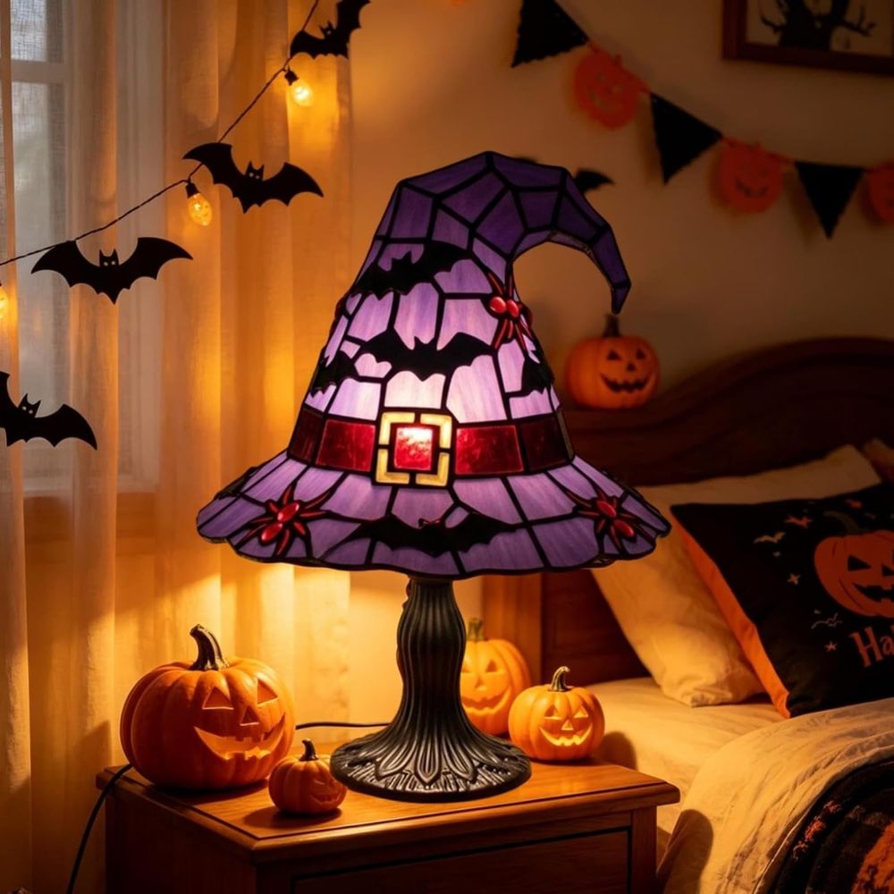 Stained Glass Witch Hat Lamp G - Lighting Decoration Stand recension och pris