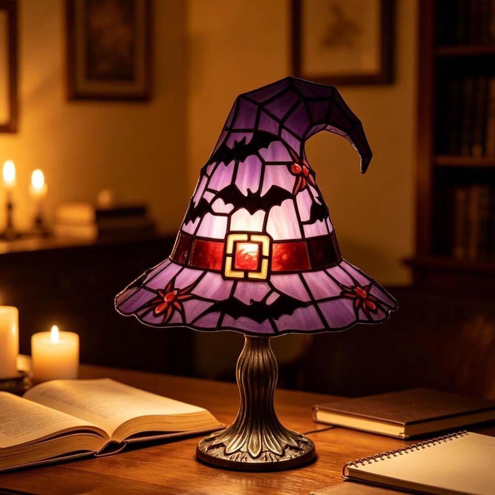 Stained Glass Witch Hat Lamp G - Lighting Decoration Stand recension och pris