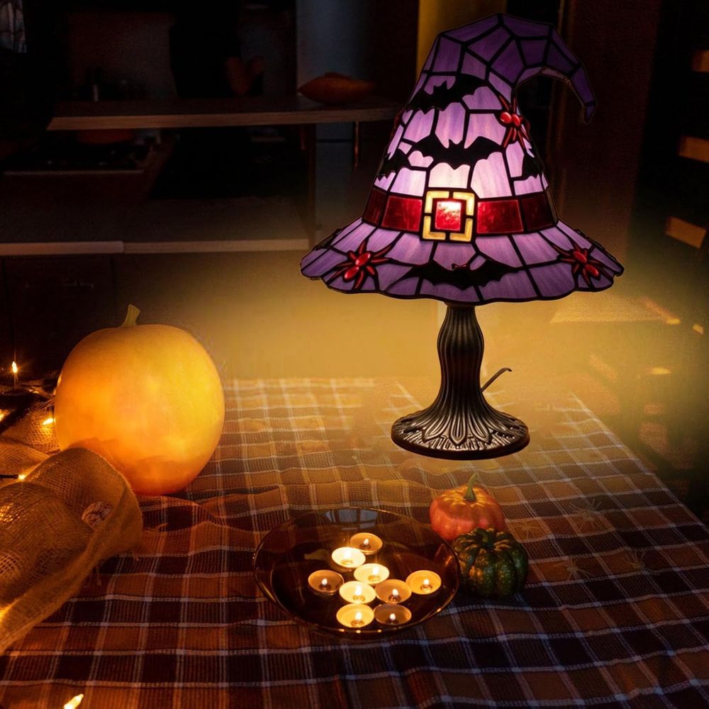 Stained Glass Witch Hat Lamp G - Lighting Decoration Stand recension och pris